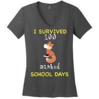 I Survived 100 Masked School Days Women's V-Neck T-Shirt