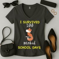 I Survived 100 Masked School Days Women's V-Neck T-Shirt
