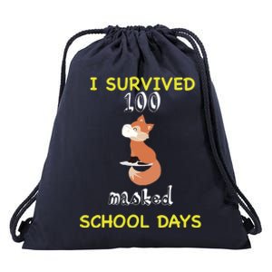 I Survived 100 Masked School Days  Drawstring Bag