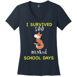 I Survived 100 Masked School Days  Women's V-Neck T-Shirt