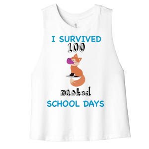 I Survived 100 Masked School Days  Women's Racerback Cropped Tank