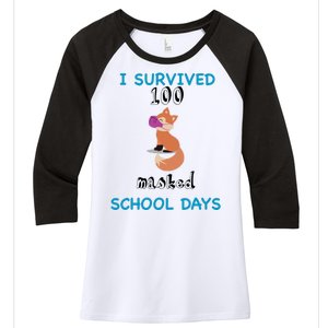 I Survived 100 Masked School Days  Women's Tri-Blend 3/4-Sleeve Raglan Shirt