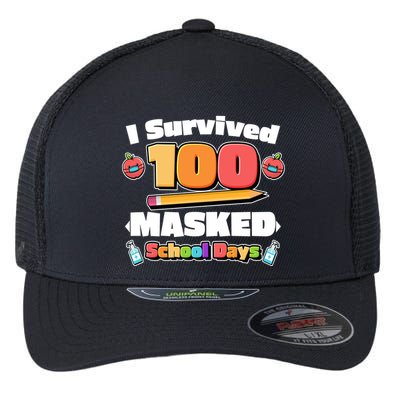 I Survived 100 Masked School Days Pandemic Learning Flexfit Unipanel Trucker Cap