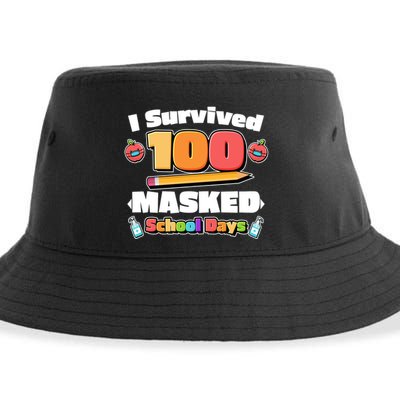 I Survived 100 Masked School Days Pandemic Learning Sustainable Bucket Hat