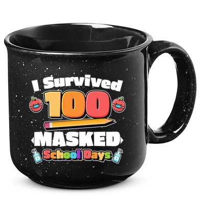 I Survived 100 Masked School Days Pandemic Learning 15oz Campfire Ceramic Mug