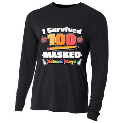 I Survived 100 Masked School Days Pandemic Learning Cooling Performance Long Sleeve Crew