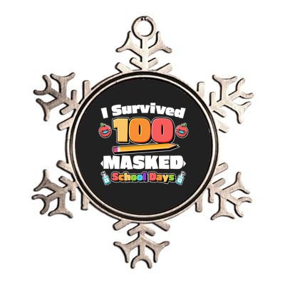 I Survived 100 Masked School Days Pandemic Learning Metallic Star Ornament