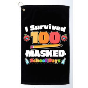 I Survived 100 Masked School Days Pandemic Learning Platinum Collection Golf Towel