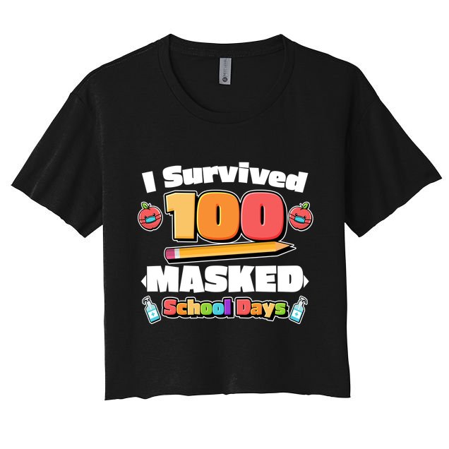 I Survived 100 Masked School Days Pandemic Learning Crop Top