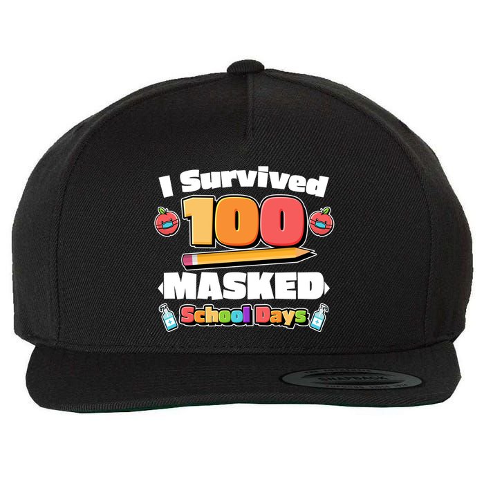 I Survived 100 Masked School Days Pandemic Learning Wool Snapback Cap