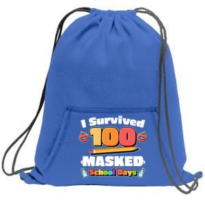 I Survived 100 Masked School Days Pandemic Learning Sweatshirt Cinch Pack Bag