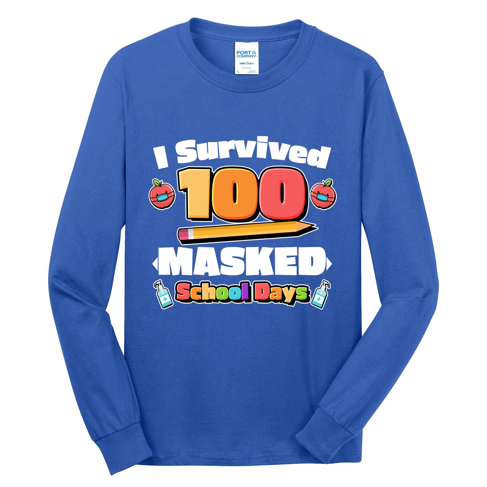 I Survived 100 Masked School Days Pandemic Learning Tall Long Sleeve T-Shirt