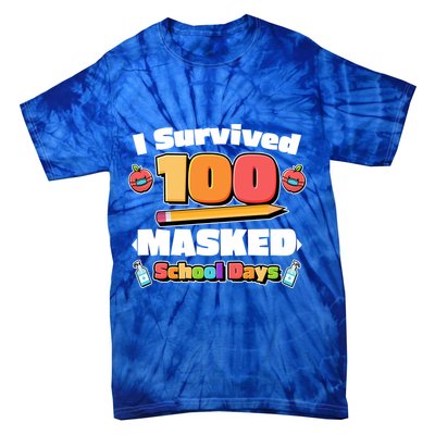 I Survived 100 Masked School Days Pandemic Learning Tie-Dye T-Shirt