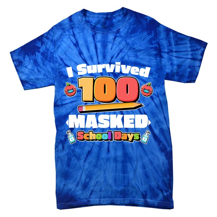 I Survived 100 Masked School Days Pandemic Learning Tie-Dye T-Shirt