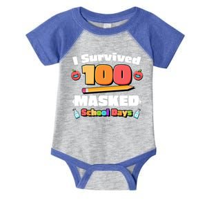 I Survived 100 Masked School Days Pandemic Learning Infant Baby Jersey Bodysuit