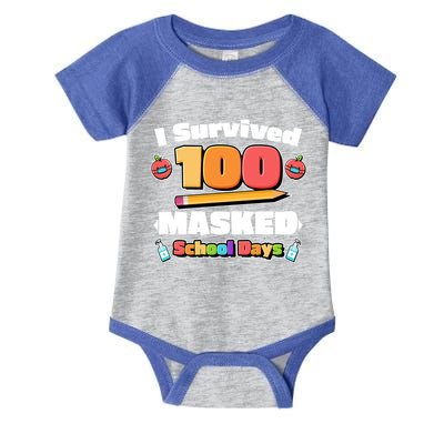 I Survived 100 Masked School Days Pandemic Learning Infant Baby Jersey Bodysuit