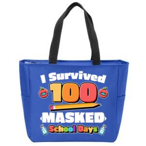 I Survived 100 Masked School Days Pandemic Learning Zip Tote Bag