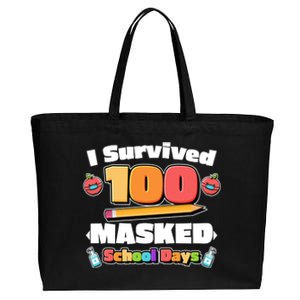 I Survived 100 Masked School Days Pandemic Learning Cotton Canvas Jumbo Tote