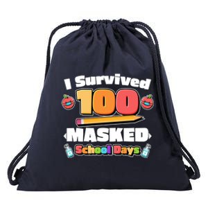 I Survived 100 Masked School Days Pandemic Learning Drawstring Bag