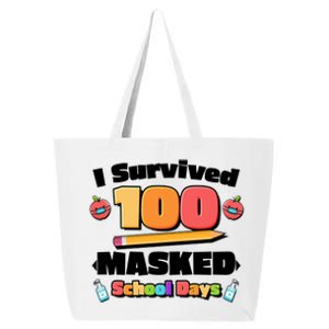 I Survived 100 Masked School Days Pandemic Learning 25L Jumbo Tote