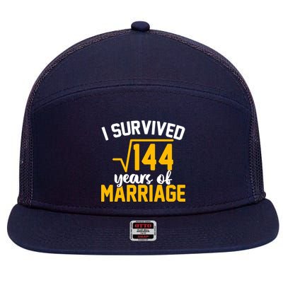 I Survived 144 Years Of Marriage 7 Panel Mesh Trucker Snapback Hat