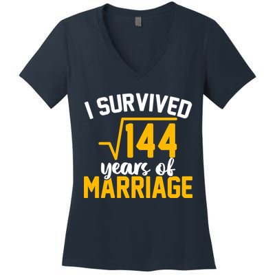 I Survived 144 Years Of Marriage Women's V-Neck T-Shirt
