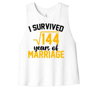 I Survived 144 Years Of Marriage Women's Racerback Cropped Tank