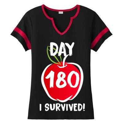 I Survived 180 Days Last Day Of School Ladies Halftime Notch Neck Tee