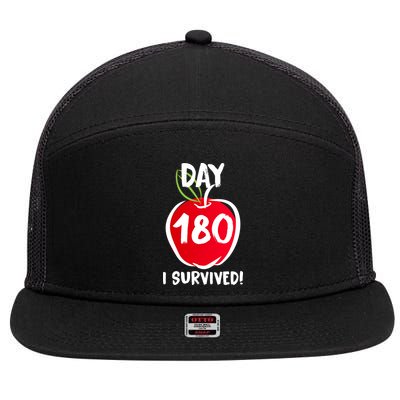 I Survived 180 Days Last Day Of School 7 Panel Mesh Trucker Snapback Hat