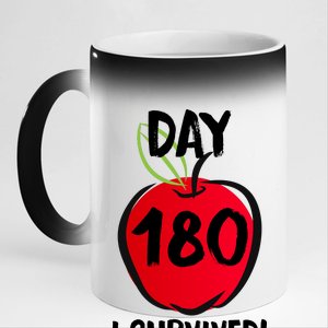 I Survived 180 Days Last Day Of School 11oz Black Color Changing Mug