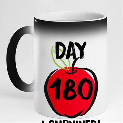 I Survived 180 Days Last Day Of School 11oz Black Color Changing Mug