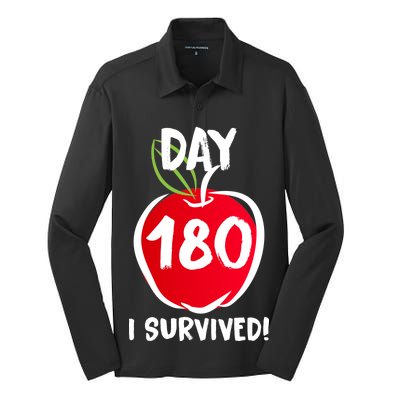 I Survived 180 Days Last Day Of School Silk Touch Performance Long Sleeve Polo