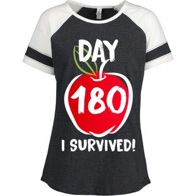 I Survived 180 Days Last Day Of School Enza Ladies Jersey Colorblock Tee