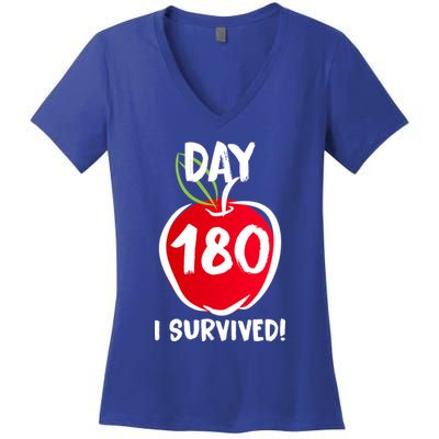 I Survived 180 Days Last Day Of School Women's V-Neck T-Shirt