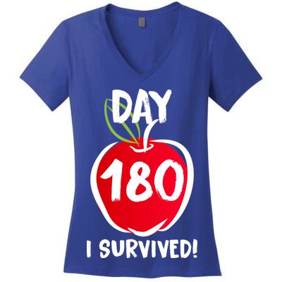 I Survived 180 Days Last Day Of School Women's V-Neck T-Shirt