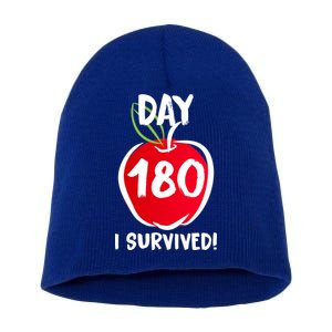 I Survived 180 Days Last Day Of School Short Acrylic Beanie