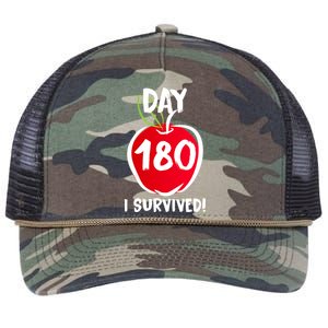 I Survived 180 Days Last Day Of School Retro Rope Trucker Hat Cap