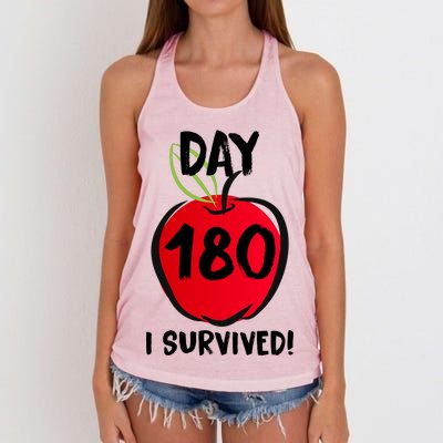 I Survived 180 Days Last Day Of School Women's Knotted Racerback Tank