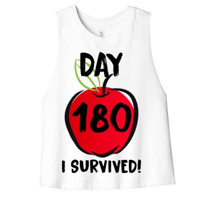 I Survived 180 Days Last Day Of School Women's Racerback Cropped Tank