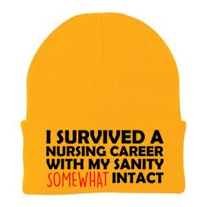 I Survived A Nursing Career With My Sanity Somewhat Intact Knit Cap Winter Beanie