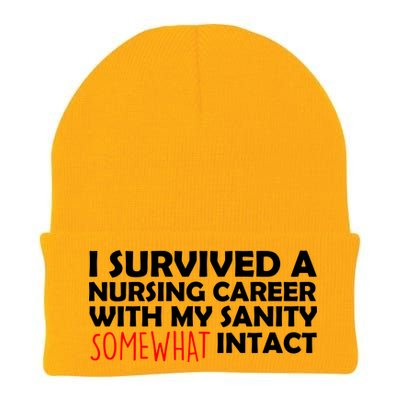 I Survived A Nursing Career With My Sanity Somewhat Intact Knit Cap Winter Beanie