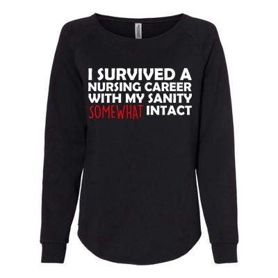 I Survived A Nursing Career With My Sanity Somewhat Intact Womens California Wash Sweatshirt