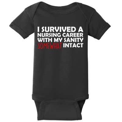 I Survived A Nursing Career With My Sanity Somewhat Intact Baby Bodysuit