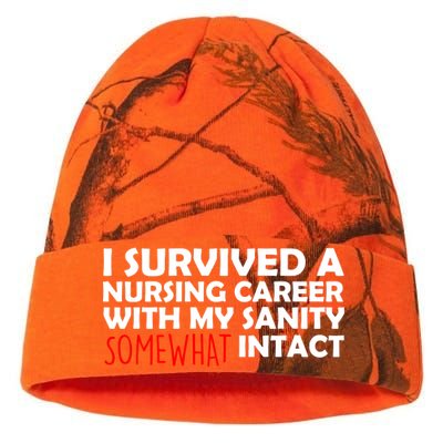 I Survived A Nursing Career With My Sanity Somewhat Intact Kati Licensed 12" Camo Beanie