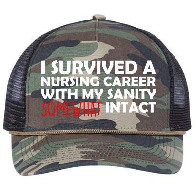 I Survived A Nursing Career With My Sanity Somewhat Intact Retro Rope Trucker Hat Cap