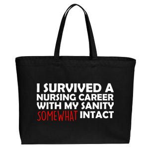 I Survived A Nursing Career With My Sanity Somewhat Intact Cotton Canvas Jumbo Tote