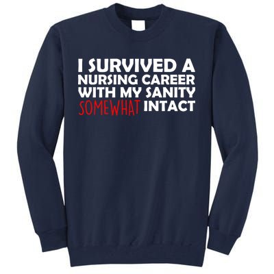 I Survived A Nursing Career With My Sanity Somewhat Intact Tall Sweatshirt