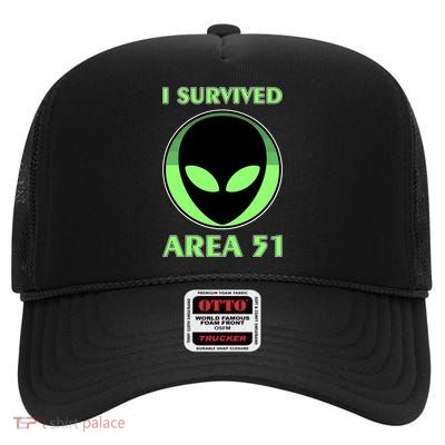 I Survived Area 51 High Crown Mesh Back Trucker Hat