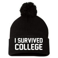 I Survived College Pom Pom 12in Knit Beanie