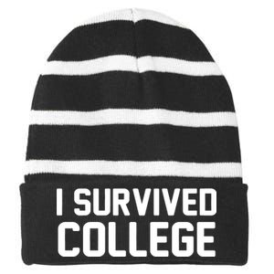 I Survived College Striped Beanie with Solid Band